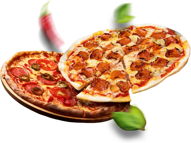 Slices of pepperoni pizza with melted cheese